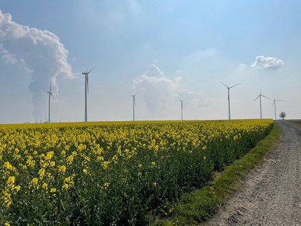 Windpark Königshovener Höhe mit einer Leistung von 67 Megawatt.
