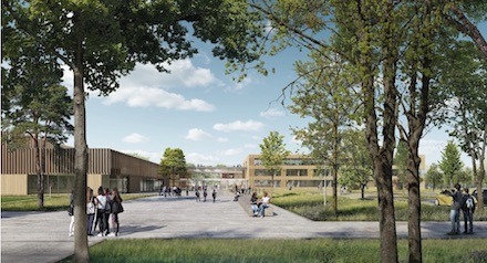 Visualisierung für den Neubau der Gesamtschule Altenessen-Süd.