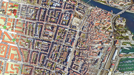 Das Konstanzer Geodatenportal bietet neben anderen Informationen auch verschiedene Stadtpläne und Ansichten der Kommune. 