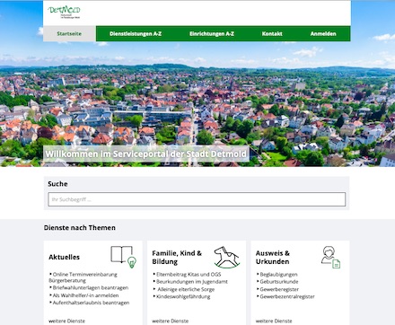 Das Detmolder Serviceportal ist in die Produktivumgebung überführt.