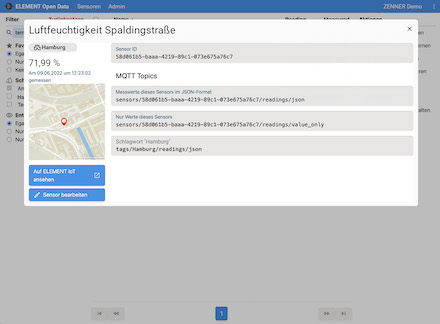 Mit ELEMENT IoT Open Data werden Sensordaten erfasst und über das offene Netzwerkprotokoll MQTT zur Verfügung gestellt.