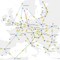 Europa im Winter 2025: Das vereinfachte Topologiemodell stellt die Erdgasflüsse zwischen Regionen dar.