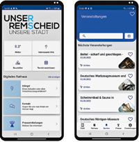 Open SmartCity App: Beispielmodule der Stadt Remscheid.
