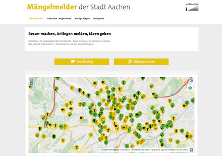 Mängel und Ideen können Aachener Bürgerinnen und Bürger der Stadt per Web und App mitteilen.