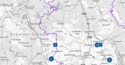 Über das Energieportal Brandenburg lässt sich der Standort der vorhandenen Energieerzeugungsanlagen in Brandenburg einsehen.