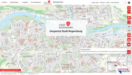 Das neue Geoportal der Stadt Regensburg basiert auf dem so genannten Masterportal.