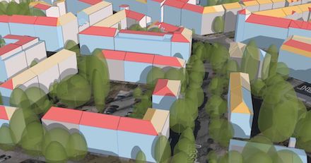 Die Solarpotenzialanalyse wurde anhand eines virtuellen 3D-Modells der Stadt Dresden aus dem Jahr 2019 durchgeführt.