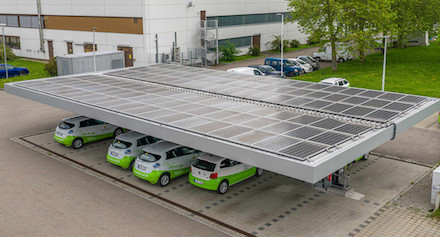 Der Solar-Carport mit Lade-Infrastruktur in Rheinfelden der Firma Energiedienst wird gefördert.