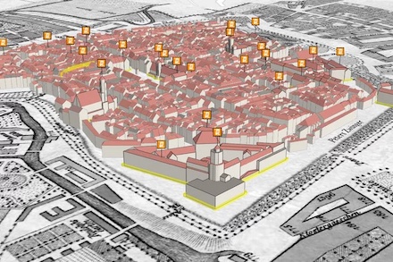 Im digitalen Abbild des historischen Stadtmodells das Leipzig des Jahres 1823 erkunden. 