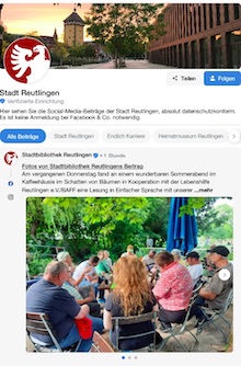 Die Stadt Reutlingen gewährt auf der Plattform Stage datenschutzkonform Einblick in ihre Social-Media-Beiträge.