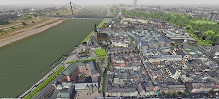 Das neue 3D-Stadtmodell von Düsseldorf bietet realistischere Ansichten.