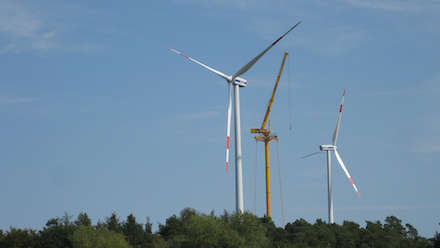 Der Windpark Diespeck im Landkreis Neustadt an der Aisch-Bad Windsheim ging 2009 in Betrieb.