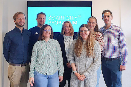 Das mittlerweile sechs Köpfe zählende Team Smart City der Stadt Pforzheim. 
