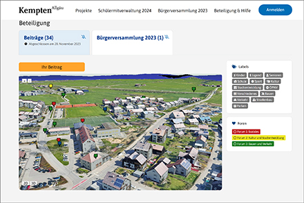 In Kempten werden ein Bürgerbeteiligungsportal und die 3D-Darstellung der Stadt verknüpft – so werden komplexe Vorhaben besser verständlich.