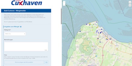 In Cuxhaven können der Stadt Mängel jetzt noch einfacher elektronisch gemeldet werden mit Standortangabe und Foto.