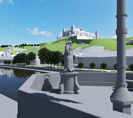 Würzburg: Blick auf die virtuelle Festung von der Alten Mainbrücke aus.
