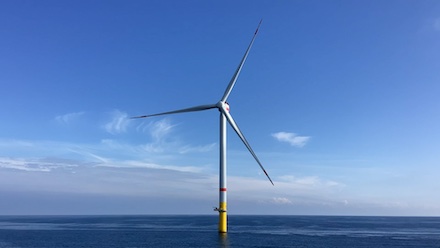 Die erste Windkraftanlage im Windpark Gode Wind 3 hat einen Rotordurchmesser von 200 Metern.