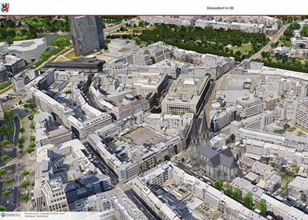 Das digitale Stadtmodell von Düsseldorf wird um weitere Funktionen ergänzt. Bemerkenswert ist dabei die enge Verzahnung des digitalen mit dem stofflichen Stadtmodell.